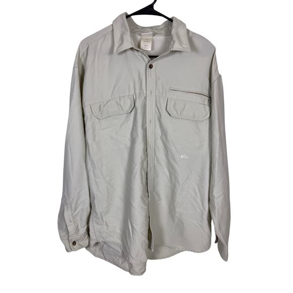 REI Men’s L Long Sleeve Vented Hiking Shirt Outdoor Fishing Workwear Button Up - Picture 1 of 6
